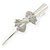 Bridal/ Prom/ Wedding Silver Tone Clear Crystal Bow  Hair Beak Clip/ Concord Clip - 13cm Length - view 6