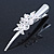 Bridal/ Prom/ Wedding Rhodium Plated Clear, AB Crystal Double Flower Hair Beak Clip/ Concord Clip - 13cm Length - view 8