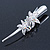 Bridal/ Prom/ Wedding Rhodium Plated Clear, AB Crystal Double Flower Hair Beak Clip/ Concord Clip - 13cm Length - view 4