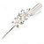 Bridal/ Prom/ Wedding Rhodium Plated Clear, AB Crystal Double Flower Hair Beak Clip/ Concord Clip - 13cm Length - view 2