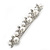 Bridal Wedding Prom Silver Tone Simulated Glass Pearl Crystal Barrette Hair Clip Grip - 85mm Width - view 12
