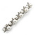 Bridal Wedding Prom Silver Tone Simulated Glass Pearl Crystal Barrette Hair Clip Grip - 85mm Width - view 2
