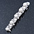 Bridal Wedding Prom Silver Tone Simulated Glass Pearl Crystal Barrette Hair Clip Grip - 85mm Width - view 9