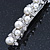 Bridal Wedding Prom Silver Tone Simulated Glass Pearl Crystal Barrette Hair Clip Grip - 85mm Width - view 7