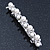 Bridal Wedding Prom Silver Tone Simulated Glass Pearl Crystal Barrette Hair Clip Grip - 85mm Width