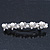 Bridal Wedding Prom Silver Tone Simulated Glass Pearl Crystal Barrette Hair Clip Grip - 85mm Width - view 5