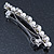 Bridal Wedding Prom Silver Tone Simulated Glass Pearl Crystal Barrette Hair Clip Grip - 85mm Width - view 8