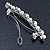 Bridal Wedding Prom Silver Tone Simulated Glass Pearl Crystal Barrette Hair Clip Grip - 85mm Width - view 6