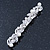 Bridal Wedding Prom Silver Tone Crystal & Simulated Pearl Barrette Hair Clip Grip - 85mm Width