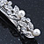 Bridal Wedding Prom Silver Tone Crystal & Simulated Pearl Barrette Hair Clip Grip - 85mm Width - view 5