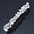 Bridal Wedding Prom Silver Tone Crystal & Simulated Pearl Barrette Hair Clip Grip - 85mm Width - view 8