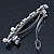 Bridal Wedding Prom Silver Tone Crystal & Simulated Pearl Barrette Hair Clip Grip - 85mm Width - view 6
