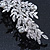 Bridal Wedding Prom Silver Tone Crystal Diamante & Simulated Pearl Floral Barrette Hair Clip Grip - 85mm Across - view 3