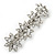 Bridal Wedding Prom Silver Tone Crystal Diamante 'Flower' Barrette Hair Clip Grip - 85mm Across - view 9