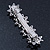 Bridal Wedding Prom Silver Tone Crystal Diamante 'Flower' Barrette Hair Clip Grip - 85mm Across - view 5