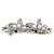 Bridal Wedding Prom Silver Tone Simulated Pearl Diamante 'Butterfly' Barrette Hair Clip Grip - 75mm Across - view 2