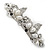 Bridal Wedding Prom Silver Tone Simulated Pearl Diamante 'Butterfly' Barrette Hair Clip Grip - 75mm Across - view 8