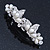 Bridal Wedding Prom Silver Tone Simulated Pearl Diamante 'Butterfly' Barrette Hair Clip Grip - 75mm Across - view 5