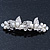 Bridal Wedding Prom Silver Tone Simulated Pearl Diamante 'Butterfly' Barrette Hair Clip Grip - 75mm Across