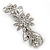Bridal Wedding Prom Silver Tone Filigree Diamante 'Flowers & Leaves' Barrette Hair Clip Grip - 85mm Across - view 11