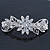 Bridal Wedding Prom Silver Tone Filigree Diamante 'Flowers & Leaves' Barrette Hair Clip Grip - 85mm Across - view 6