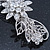 Bridal Wedding Prom Silver Tone Filigree Diamante 'Flowers & Leaves' Barrette Hair Clip Grip - 85mm Across - view 8