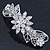 Bridal Wedding Prom Silver Tone Filigree Diamante 'Flowers & Leaves' Barrette Hair Clip Grip - 85mm Across - view 10