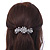 Bridal Wedding Prom Silver Tone Filigree Diamante 'Flowers & Leaves' Barrette Hair Clip Grip - 85mm Across - view 2