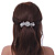 Bridal Wedding Prom Silver Tone Filigree Diamante 'Flowers & Leaves' Barrette Hair Clip Grip - 85mm Across - view 3