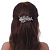 Bridal Wedding Prom Silver Tone Filigree Diamante 'Flower & Leaves' Barrette Hair Clip Grip - 90mm Across - view 4