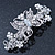 Bridal Wedding Prom Silver Tone Filigree Diamante 'Butterfly' Barrette Hair Clip Grip - 90mm Across - view 2