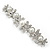 Bridal Wedding Prom Silver Tone Simulated Pearl Diamante 'Butterfly' Barrette Hair Clip Grip - 85mm Across - view 8