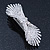 Bridal Wedding Prom Silver Tone Pave-set Diamante 'Contemporary Bow' Barrette Hair Clip Grip - 90mm Across - view 8