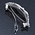 Bridal Wedding Prom Silver Tone Pave-set Diamante 'Contemporary Bow' Barrette Hair Clip Grip - 90mm Across - view 6