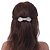 Bridal Wedding Prom Silver Tone Pave-set Diamante 'Contemporary Bow' Barrette Hair Clip Grip - 90mm Across - view 4