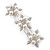 Bridal Wedding Prom Silver Tone Simulated Pearl Diamante 'Triple Flower' Barrette Hair Clip Grip - 80mm Across