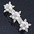 Bridal Wedding Prom Silver Tone Simulated Pearl Diamante 'Triple Flower' Barrette Hair Clip Grip - 80mm Across - view 7