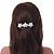 Bridal Wedding Prom Silver Tone Simulated Pearl Diamante 'Triple Flower' Barrette Hair Clip Grip - 80mm Across - view 3