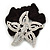 Large Rhodium Plated Swarovski Crystal 'Star' Pony Tail Black Hair Scrunchie - Clea