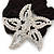 Large Rhodium Plated Swarovski Crystal 'Star' Pony Tail Black Hair Scrunchie - Clea - view 3