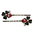 2 Teen Enamel Crystal 'Flower & Ladybug' Hair Grips/ Slides In Rhodium Plating - 50mm Across - view 4