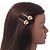 2 Enamel Crystal 'Flower & Butterfly' Hair Grips/ Slides In Gold Plating - 50mm Across - view 2