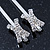 2 Bridal/ Prom Crystal 'X' Shape Hair Grips/ Slides In Rhodium Plating - 55mm Across - view 6