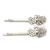 2 Bridal/ Prom Simulated Pearl Crystal 'Double Heart' Hair Grips/ Slides In Rhodium Plating - 50mm Across