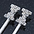 2 Rhodium Plated Clear Crystal 'Bow' Hair Grips/ Slides - 55mm Across - view 4