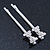2 Rhodium Plated Clear Crystal 'Bow' Hair Grips/ Slides - 55mm Across - view 5