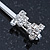 2 Rhodium Plated Clear Crystal 'Bow' Hair Grips/ Slides - 55mm Across - view 6