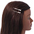 2 Rhodium Plated Clear Crystal 'Bow' Hair Grips/ Slides - 55mm Across - view 3