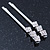 2 Bridal/ Prom Crystal Fancy Hair Grips/ Slides In Rhodium Plating - 55mm Across - view 5