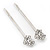 2 Bridal/ Prom Crystal 'Open Heart' Hair Grips/ Slides In Rhodium Plating - 55mm Across - view 9